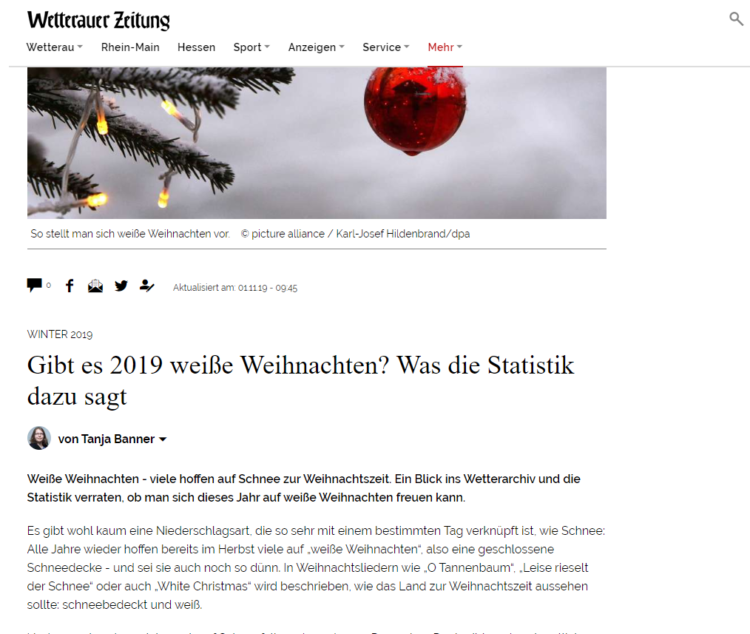 Wetterauer Zeitung - Weihnachten Statistik