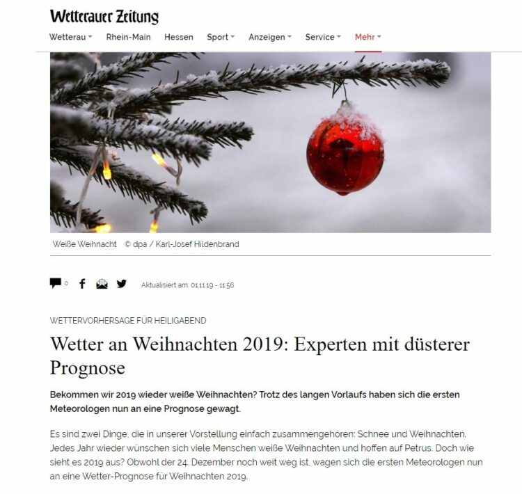Wetter an Weihnachten 2019: Experten mit düsterer Prognose