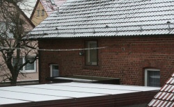 Blick aus dem Fenster: Schnee